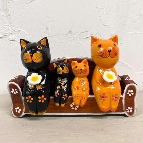 Amazon.co.jp: アジアン雑貨 バリ雑貨 ♪ネコファミリーソファーセット